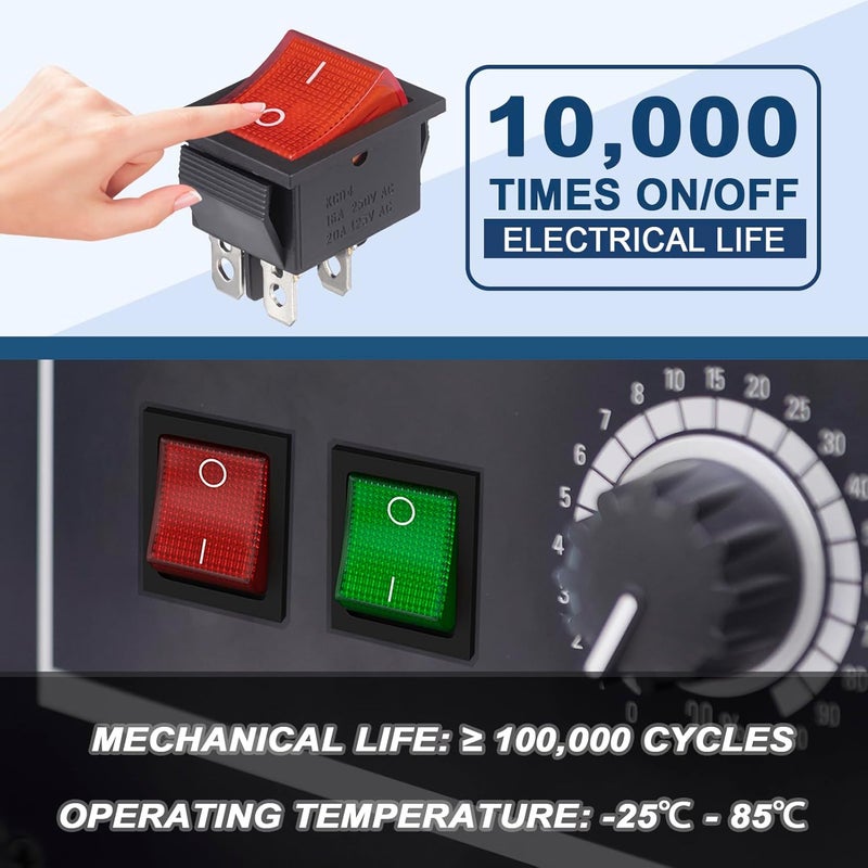 VEXUNGA 6pcs KCD4 Lighted Rocker Switch 20A 125V AC 16A 250V Red Light Illuminated Mini Boat Rocker Switch On Off 4 Pin 2 Position DPST Snap Toggle Switches for Car Marine - Image 5
